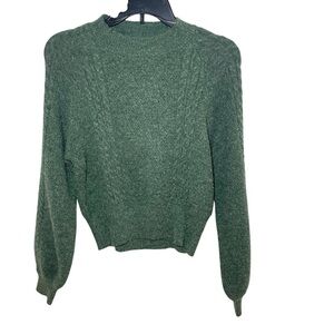 Listicle Green long sleeve textured cable sweater size L